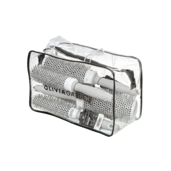 Olivia Garden Expert Blowout Speed Wavy Bristles White & Grey Set 25–65 mm